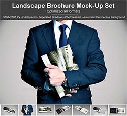 杂志/产品手册展示模型：Landscape Brochure Mock-Up Set 2